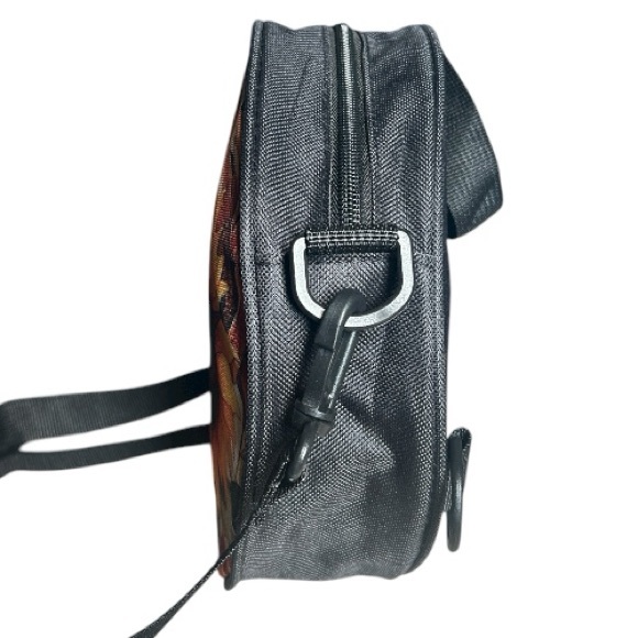 Sunflower Round Canteen Style Crossbody Bag Backpack Black Yellow Orange New - Picture 7 of 12